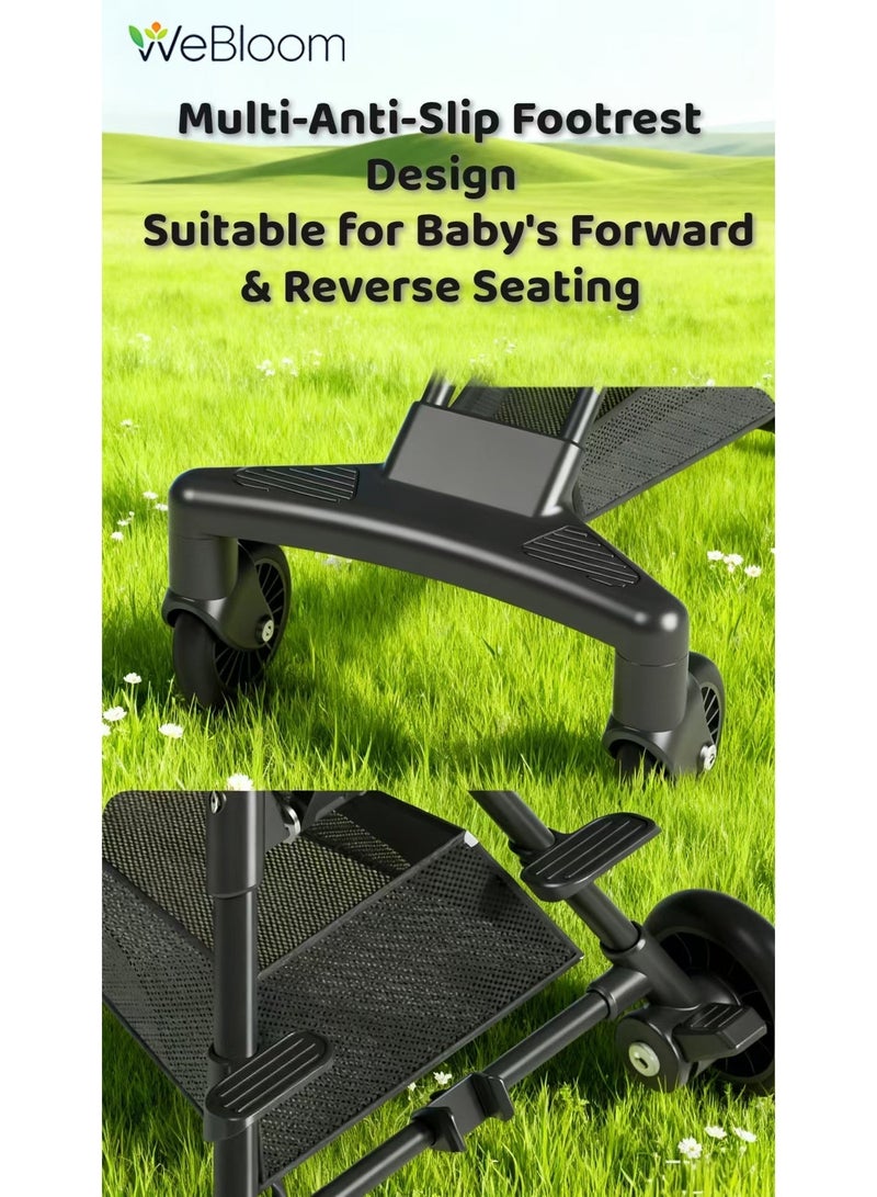 WeBloom Ultimate Black Baby Stroller, Premium Lightweight Foldable Stroller with Reversible Seat & Full-Size Canopy, All-Terrain EVA Quiet Wheels, 5-Point Safety Harness, Aluminum Alloy Handlebar & High-Carbon Steel Frame. - Image 4